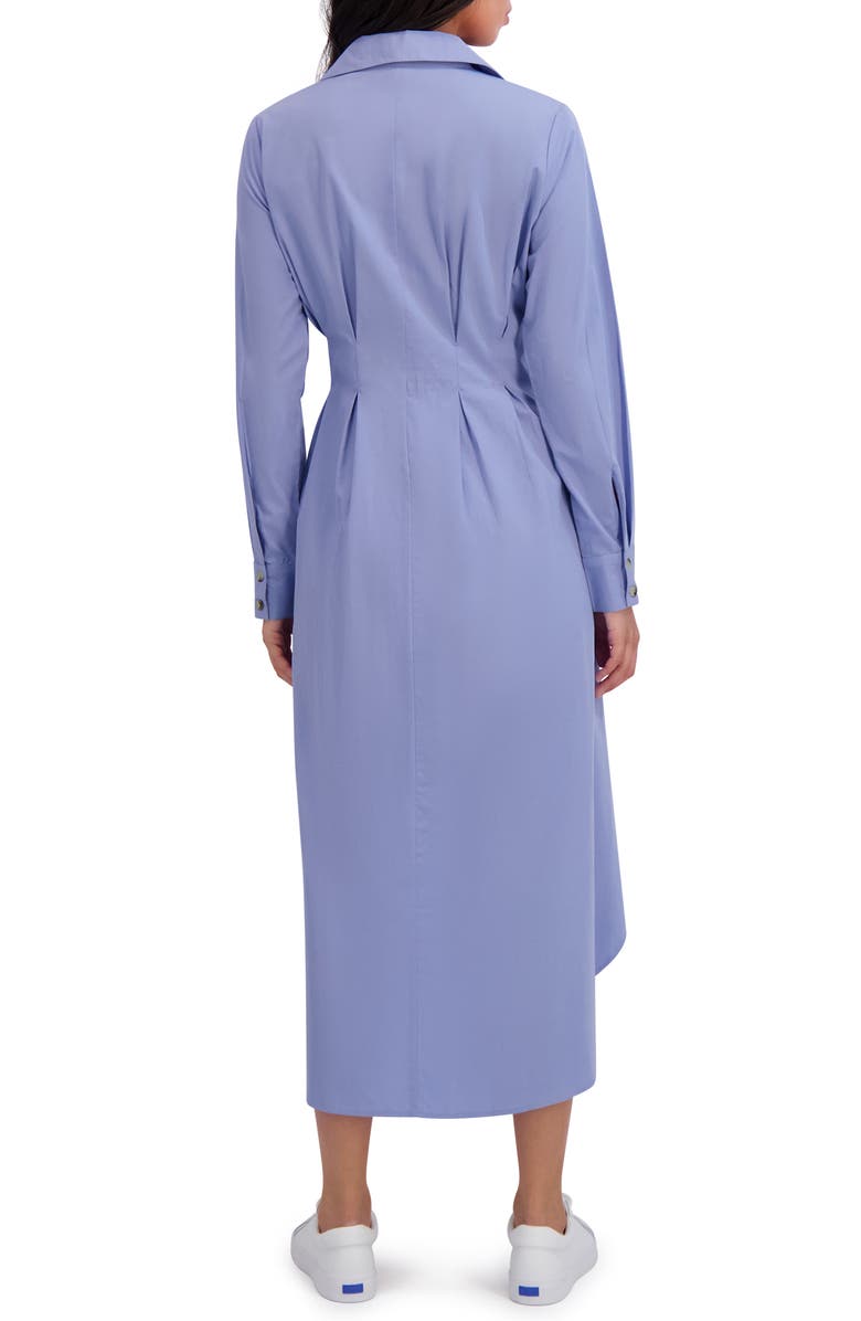 London Times Long Sleeve Belted Asymmetric Shirtdress, Alternate, color, Blue