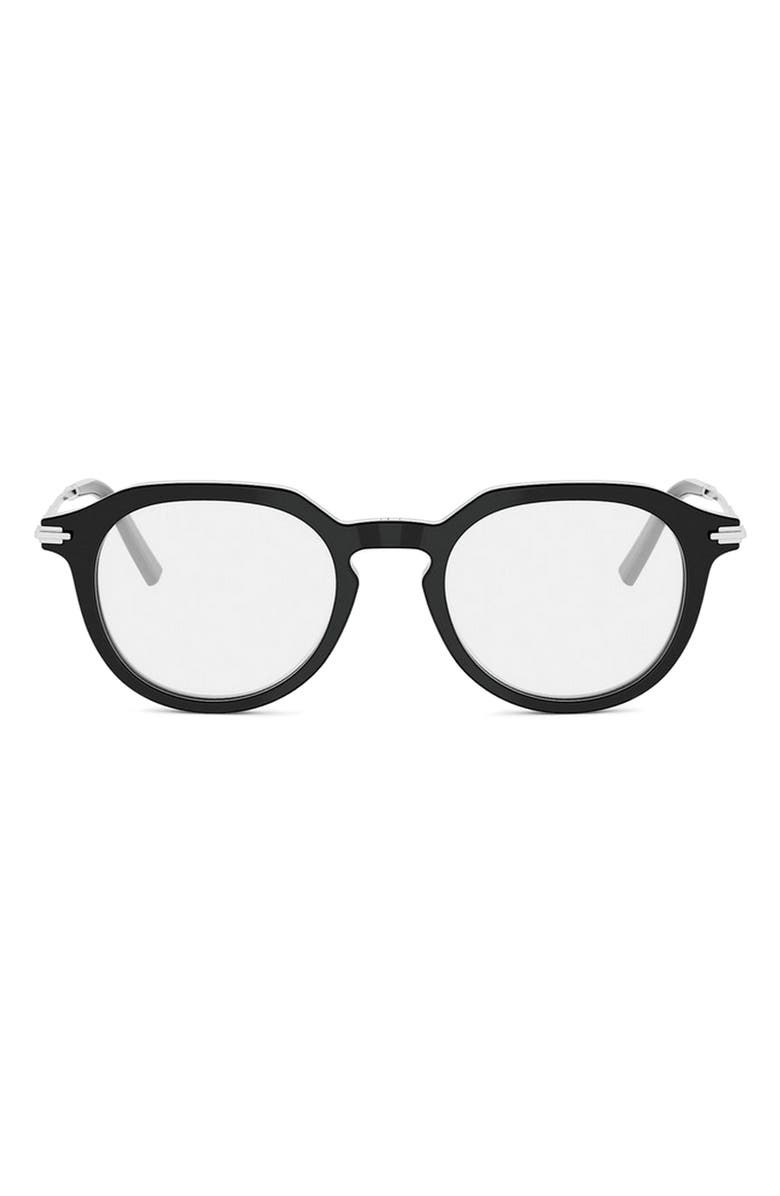 DIOR Blacksuit R10I 49mm Small Round Optical Glasses, Main, color, Shiny Black