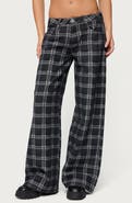 EDIKTED Kailani Plaid Low Rise Baggy Wide Leg Jeans
