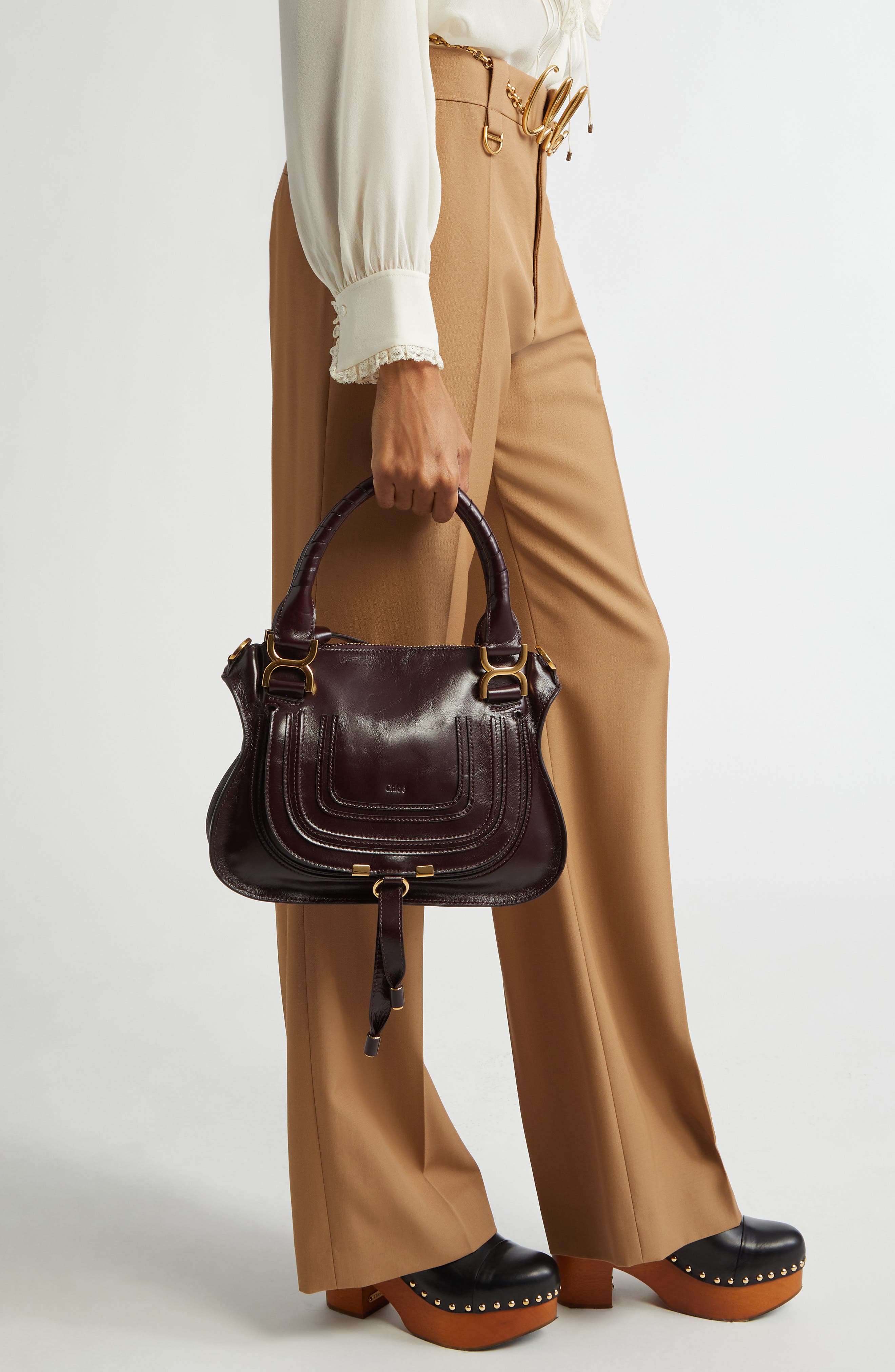 Small Marcie Leather Satchel, Alternate, color, 607 AUBURN RED