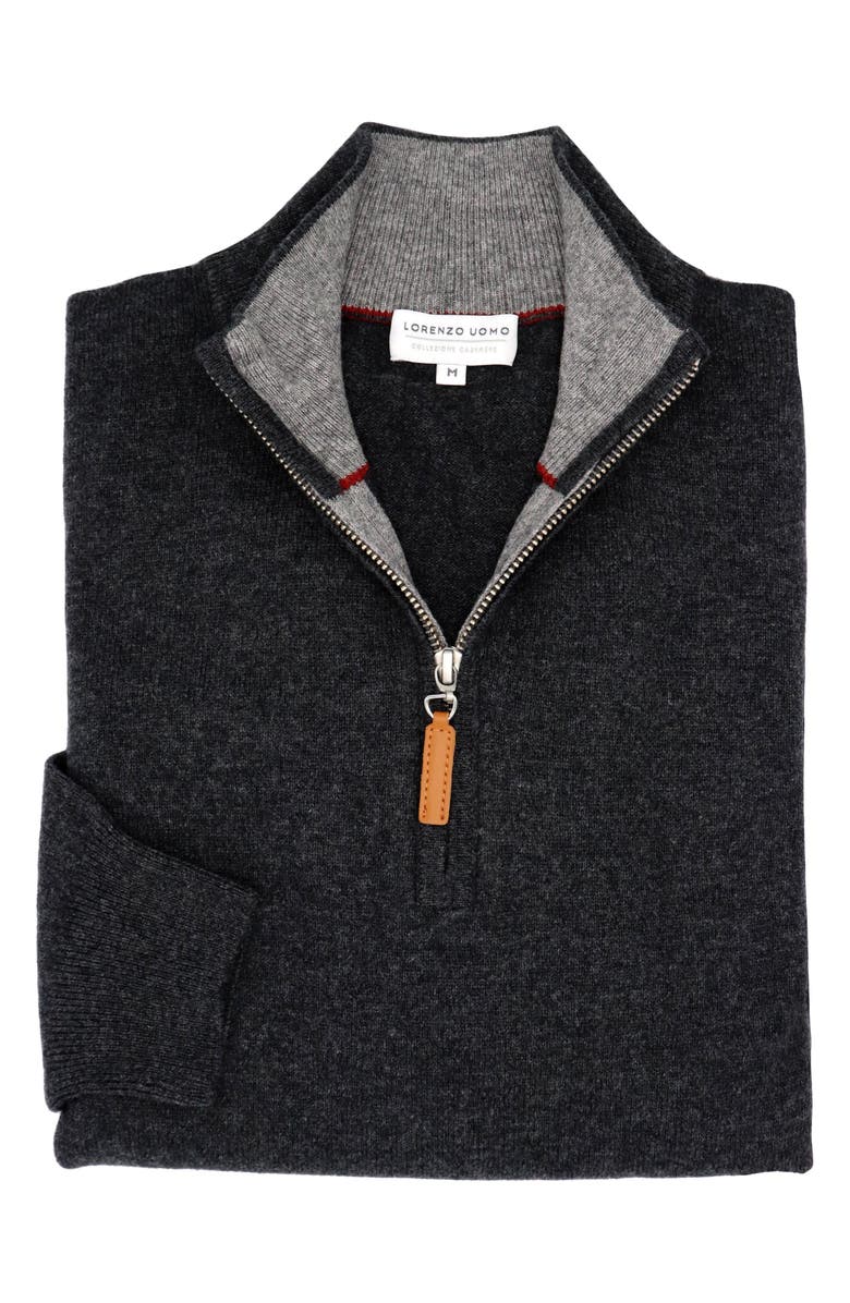 Lorenzo Uomo Men's Quarter Zip Wool & Cashmere Sweater, Alternate, color, Dark Grey