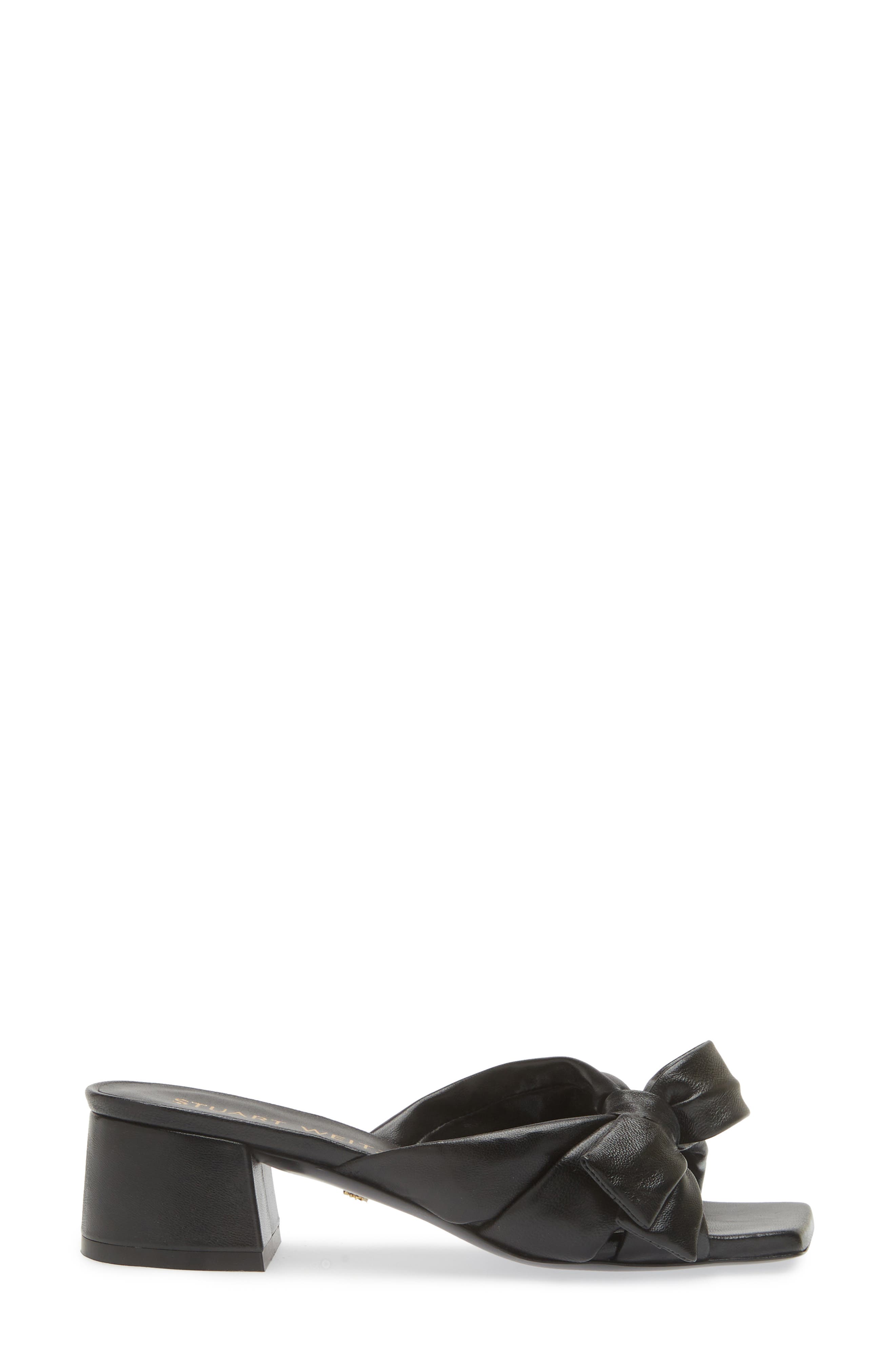 Stuart Weitzman Sofia Bow Sandal, Alternate, color, Black Leather