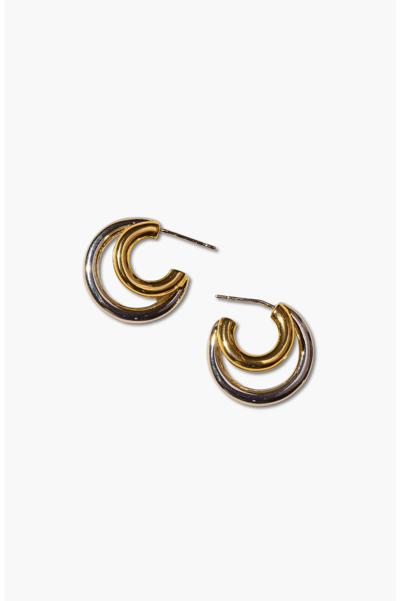 Waterproof Double Hoop Earrings, Main, color, Mixed Metal