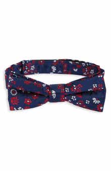Nordstrom Kids' Stream Floral Pre-Tied Silk & Linen Bow Tie