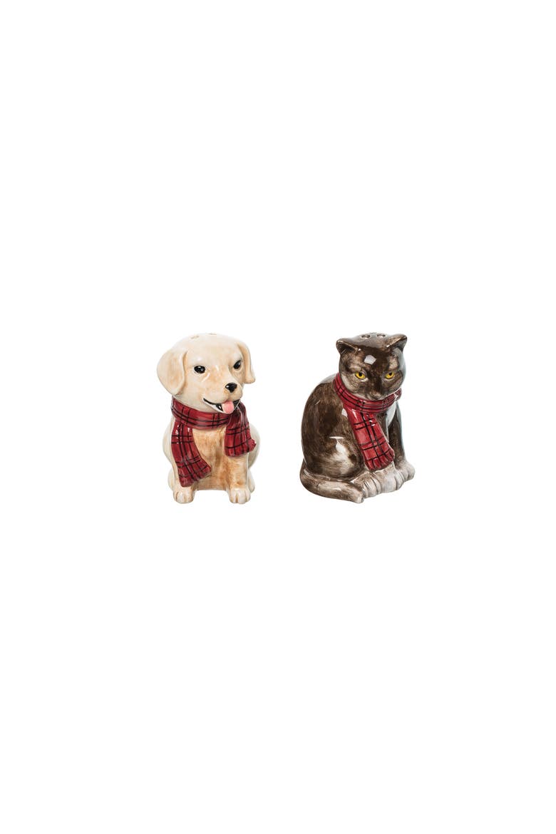 Christmas Dog and Cat Salt & Pepper Shakers Set of 2, Main, color, Red