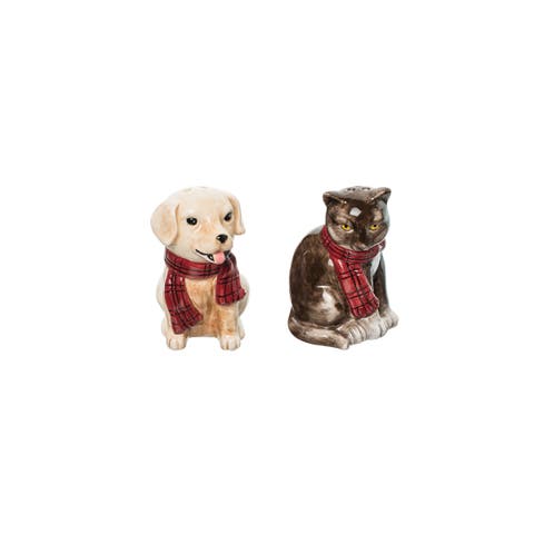 Christmas Dog and Cat Salt & Pepper Shakers Set of 2