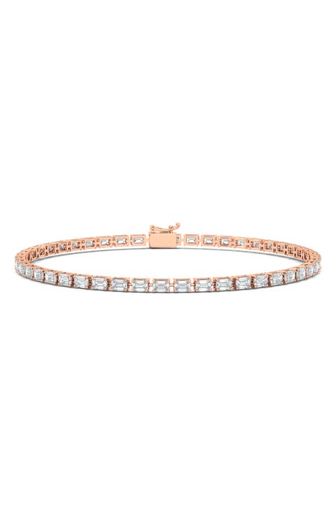Emerald Cut Lab Created Diamond Tennis Bracelet