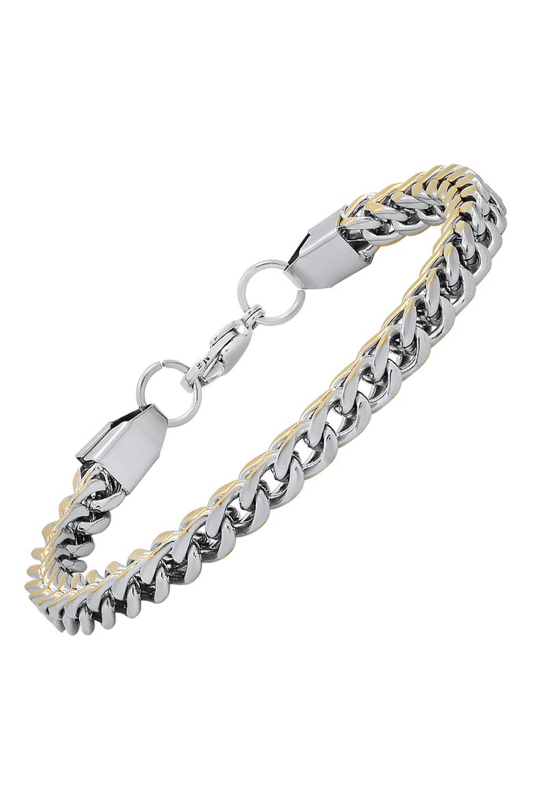 Stainless Steel Curb Chain Bracelet, Alternate, color, SILVER/GOLD