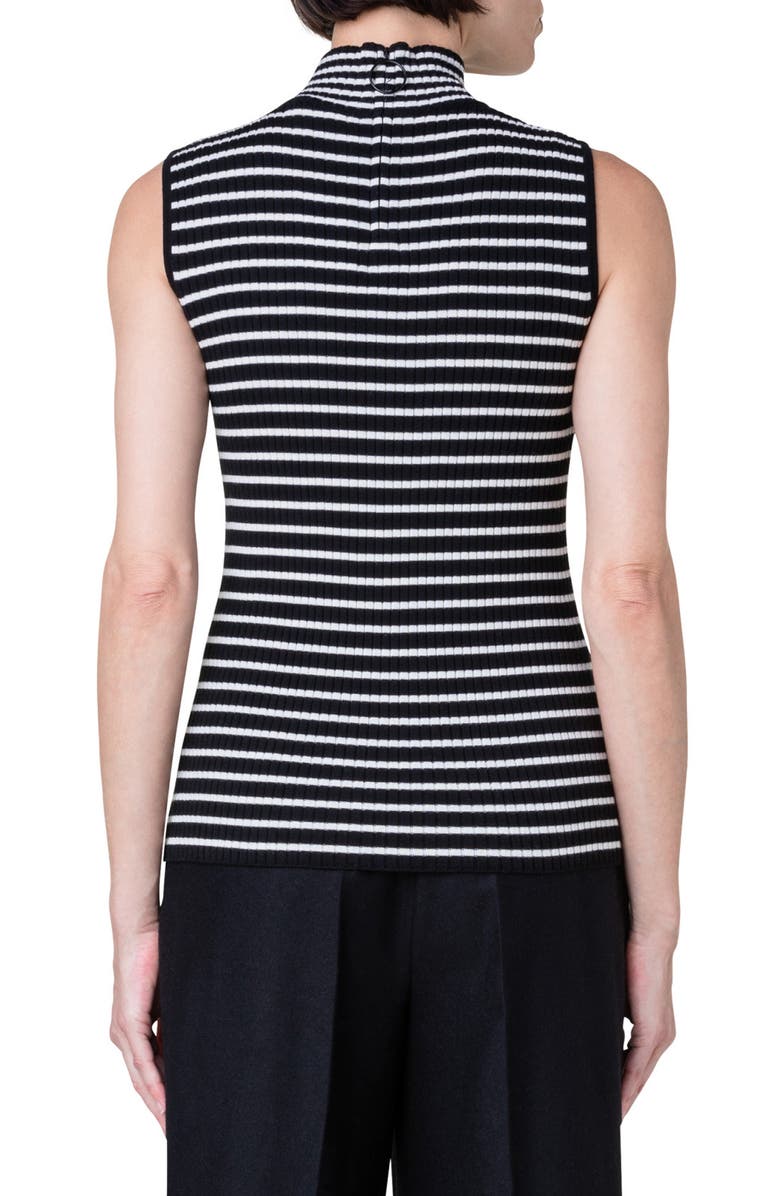 Akris punto Stripe Sleeveless Virgin Merino Wool Rib Sweater, Alternate, color, 