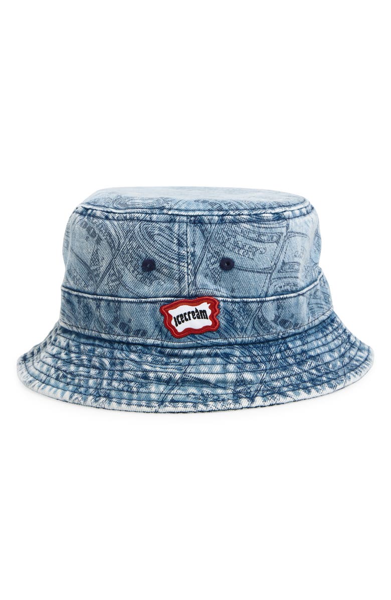 ICECREAM Americano Cotton Denim Bucket Hat, Main, color, Caramel