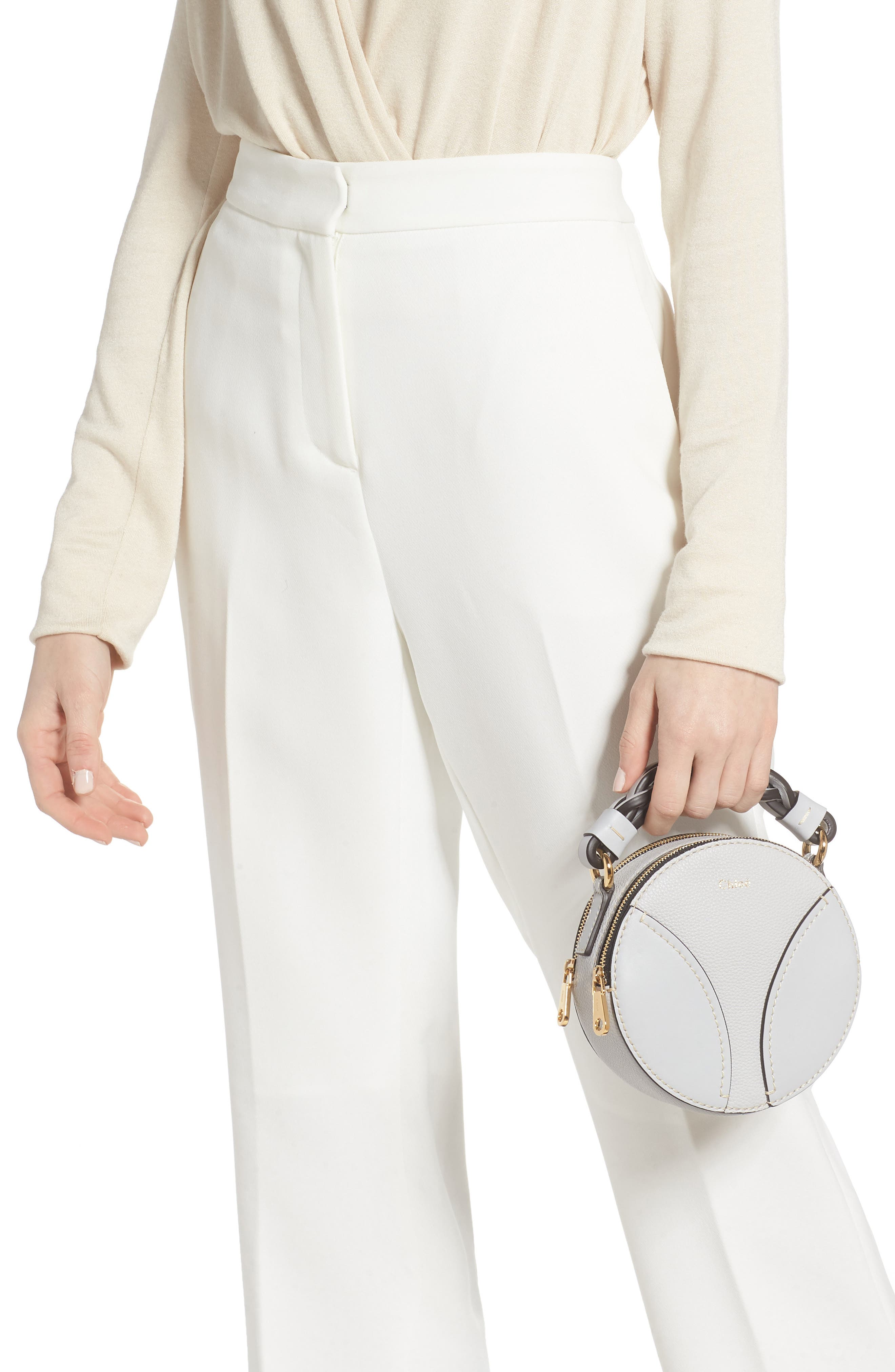 Chloé Mini Daria Braided Top Handle Leather Bag, Alternate, color, 