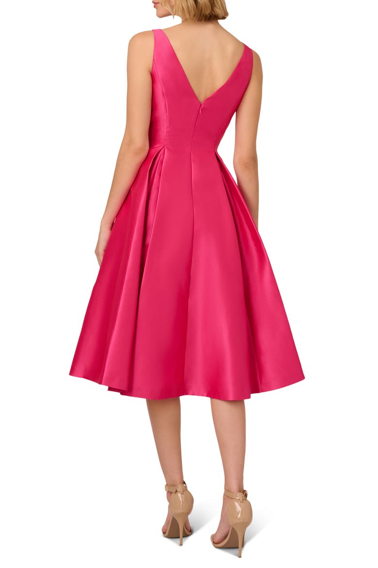 Sleeveless Mikado Fit & Flare Midi Dress, Alternate, color, ELECTRIC PINK