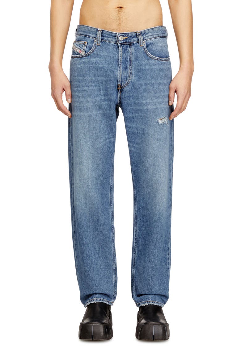 2024 D-Macs Distressed Relaxed Straight Leg Jeans, Main, color, DENIM