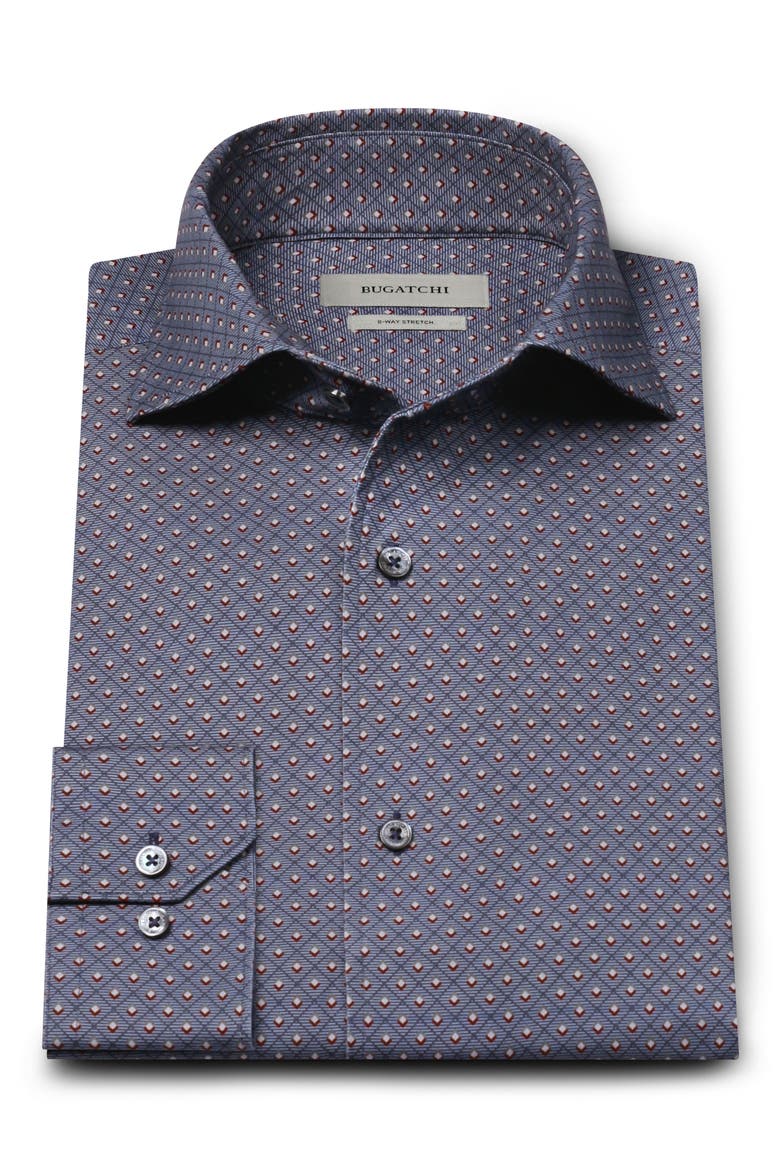 Devon OoohCotton® Geometric Print Stretch Shirt, Alternate, color, ANTHRACITE