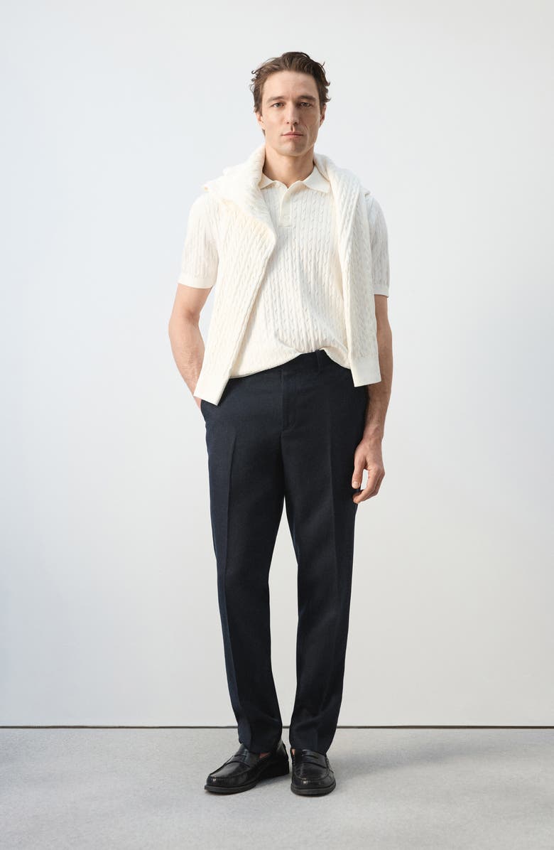 MANGO Cable Stitch Polo Sweater, Alternate, color, Off White