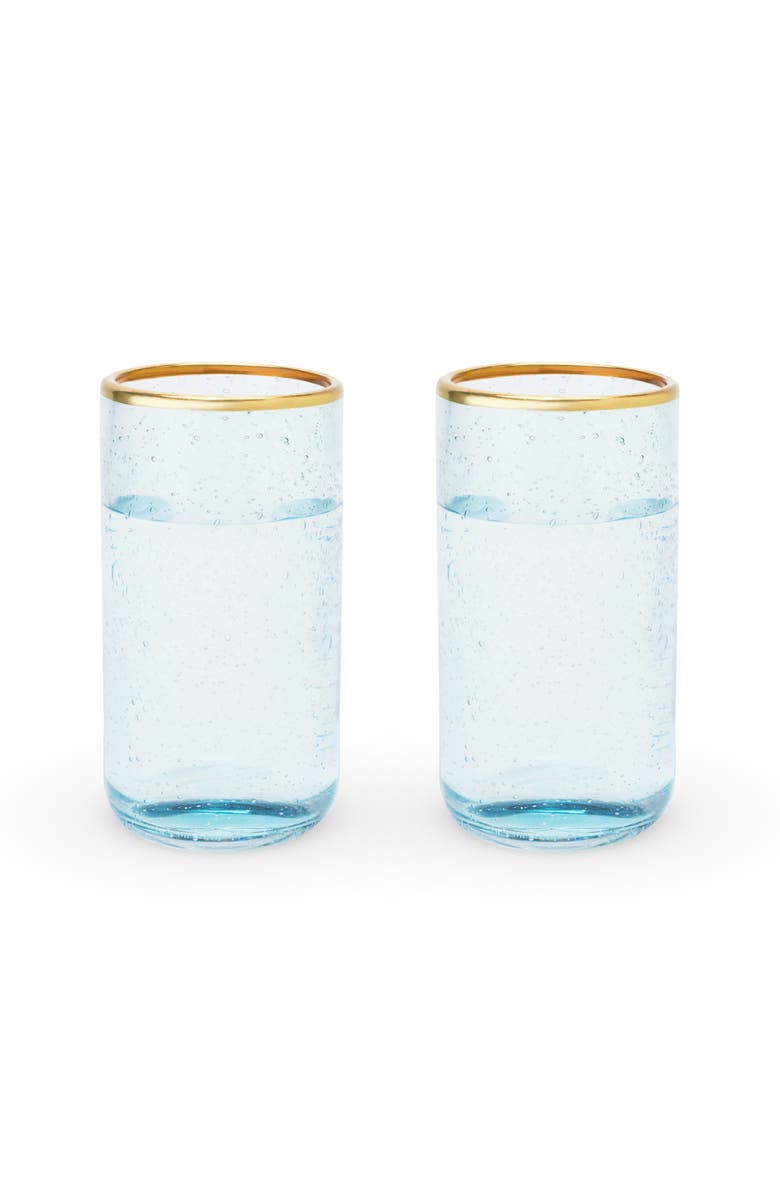 TWINE Aqua Bubble Glass Tumblers Set of 2, Main, color, Blue