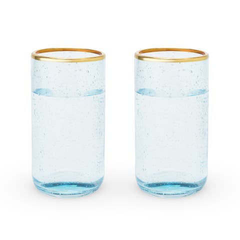 Aqua Bubble Glass Tumblers Set of 2