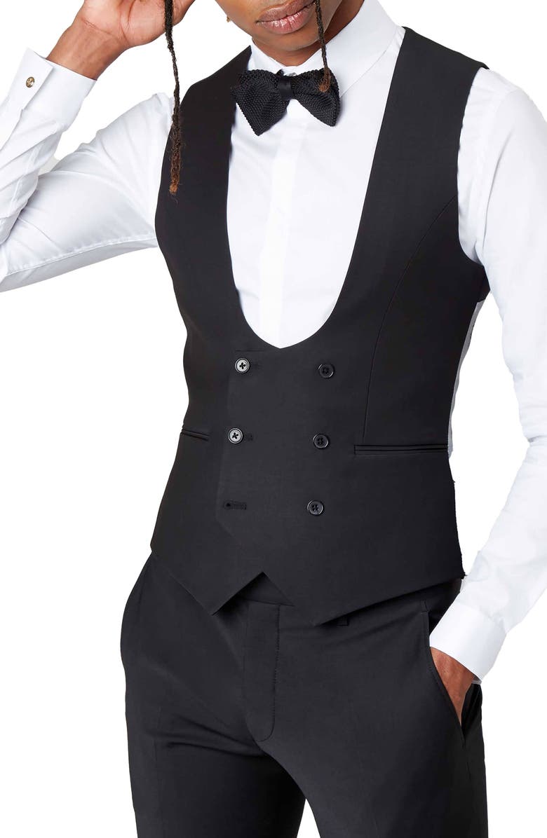 Twisted Tailor Ellroy Skinny Fit Stretch Wool Blend Waistcoat, Main, color,