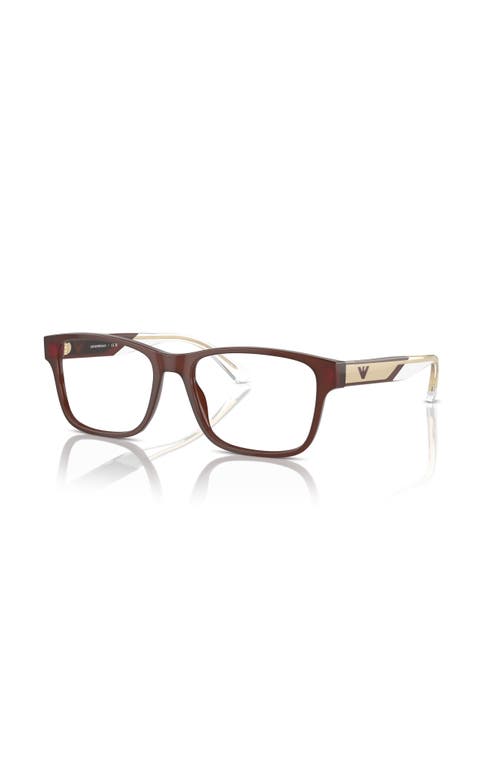 Emporio Armani 53mm Rectangle Optical Glasses In Brown