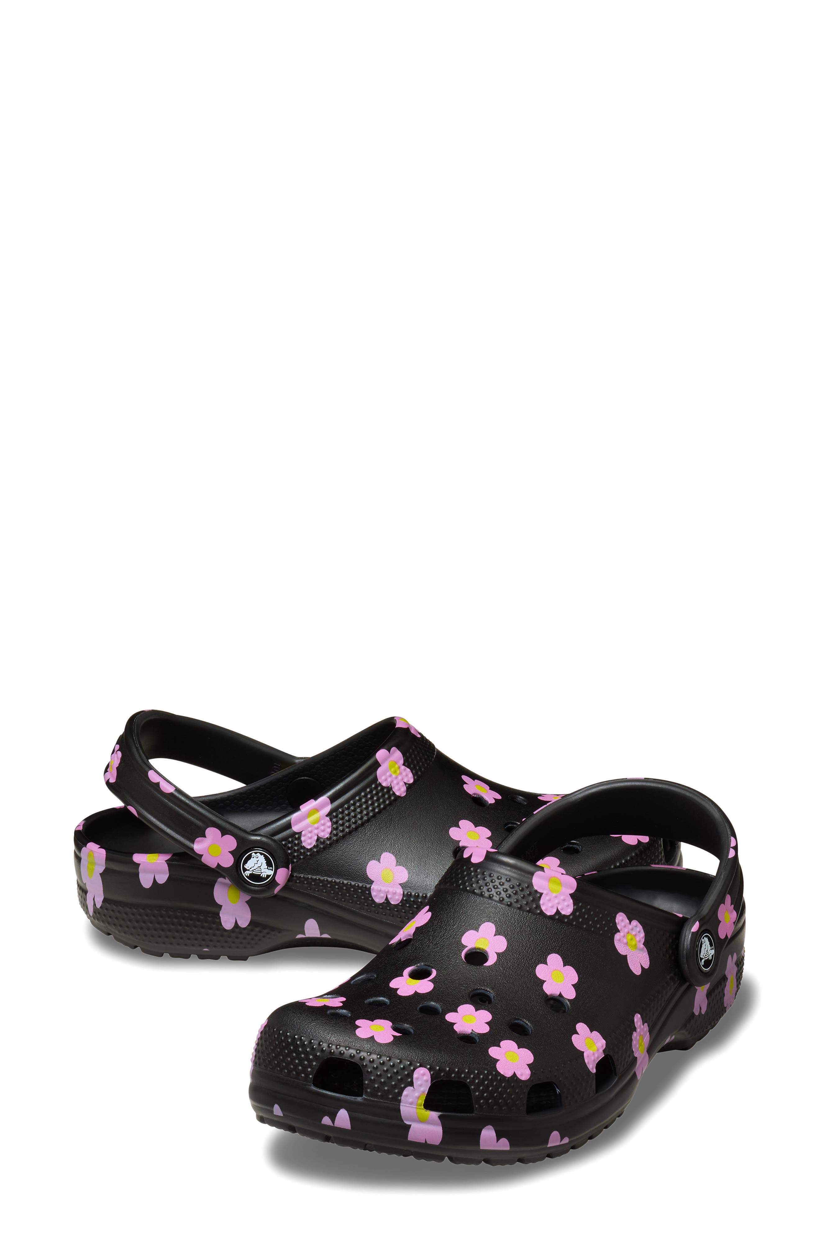 CROCS Flower Classic Clog, Alternate, color, Black