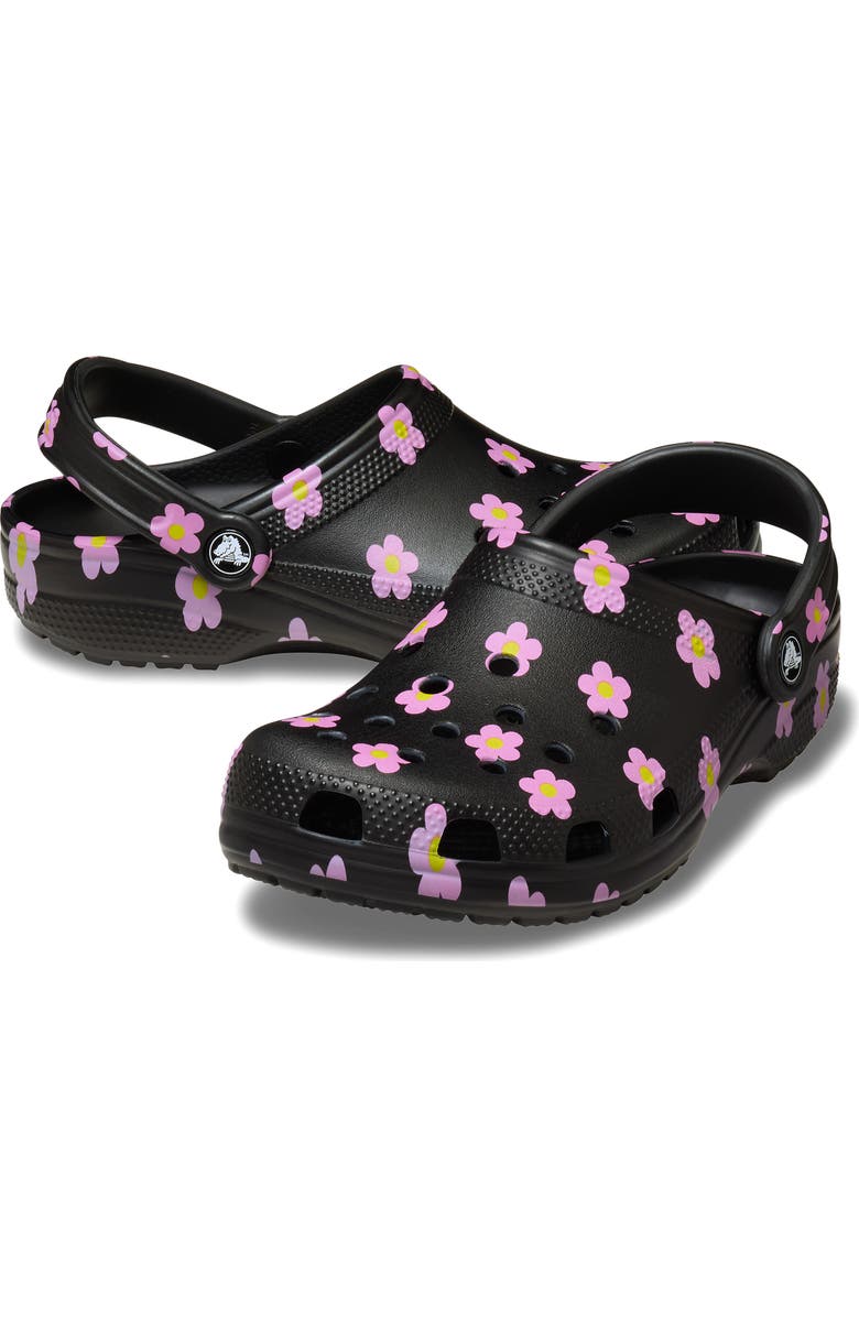 CROCS Flower Classic Clog, Alternate, color, Black