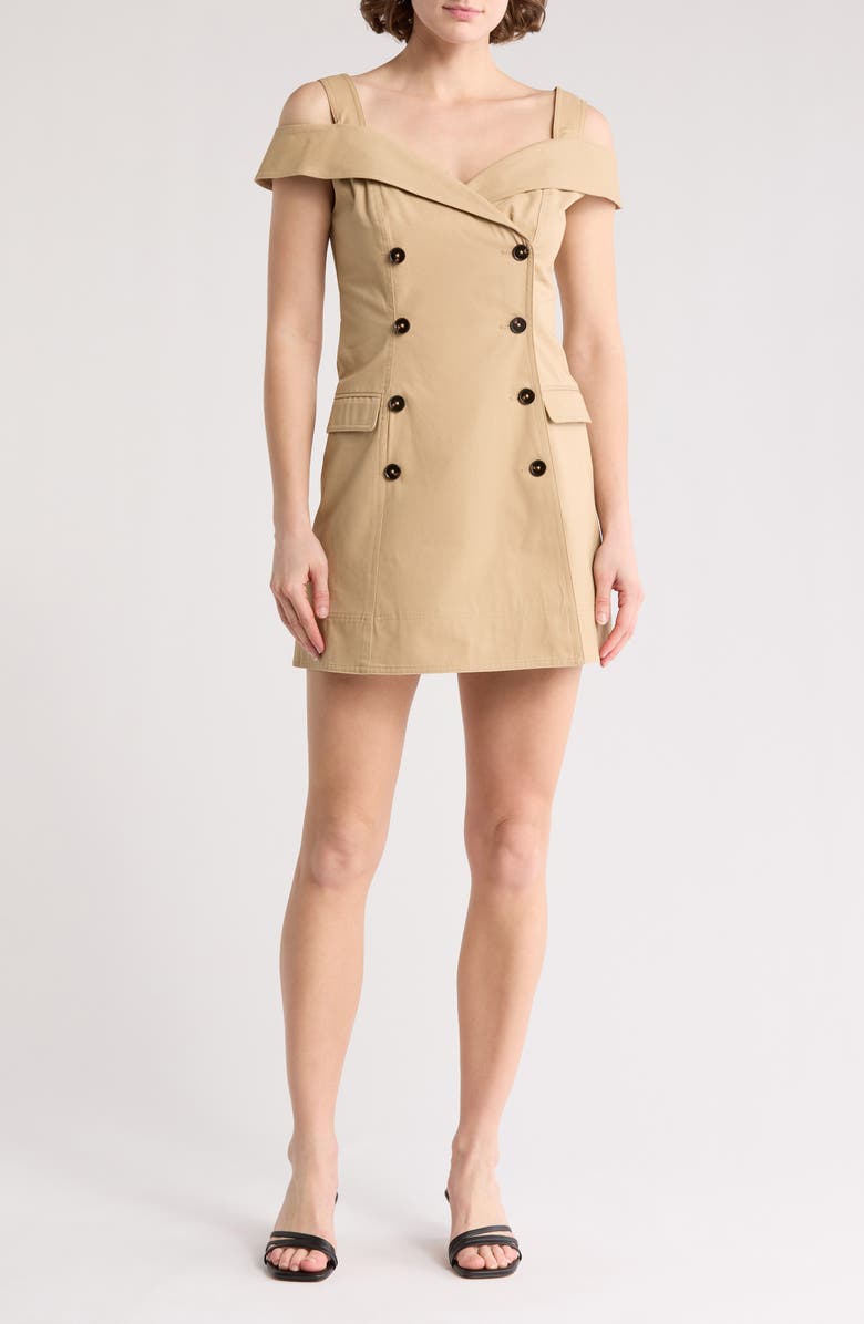 French Connection Cold Shoulder Trench Minidress, Main, color,