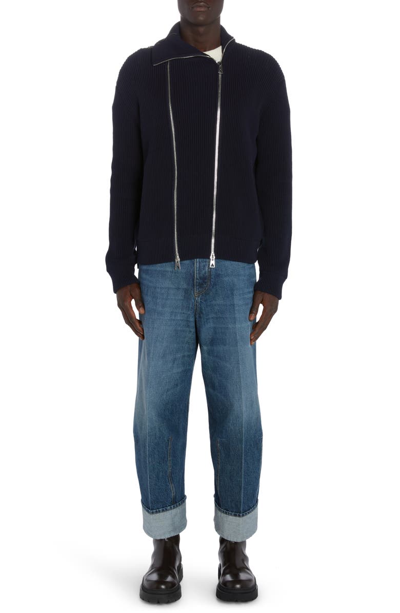 Bottega Veneta Double Zip Rib Cardigan, Alternate, color, 