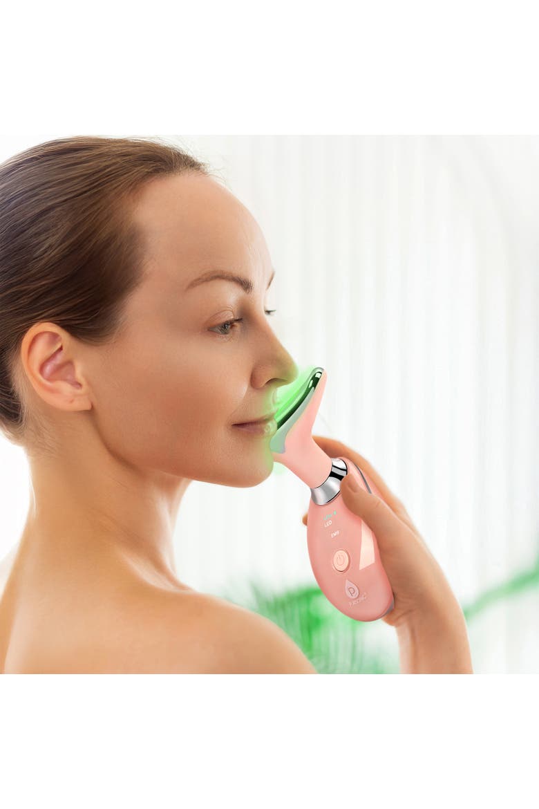 Glow & Renew Skincare Bundle Facial Steamer, 7-in-1 LED Light Therapy Device & Vitamin C 20% Serum, Alternate, color, White