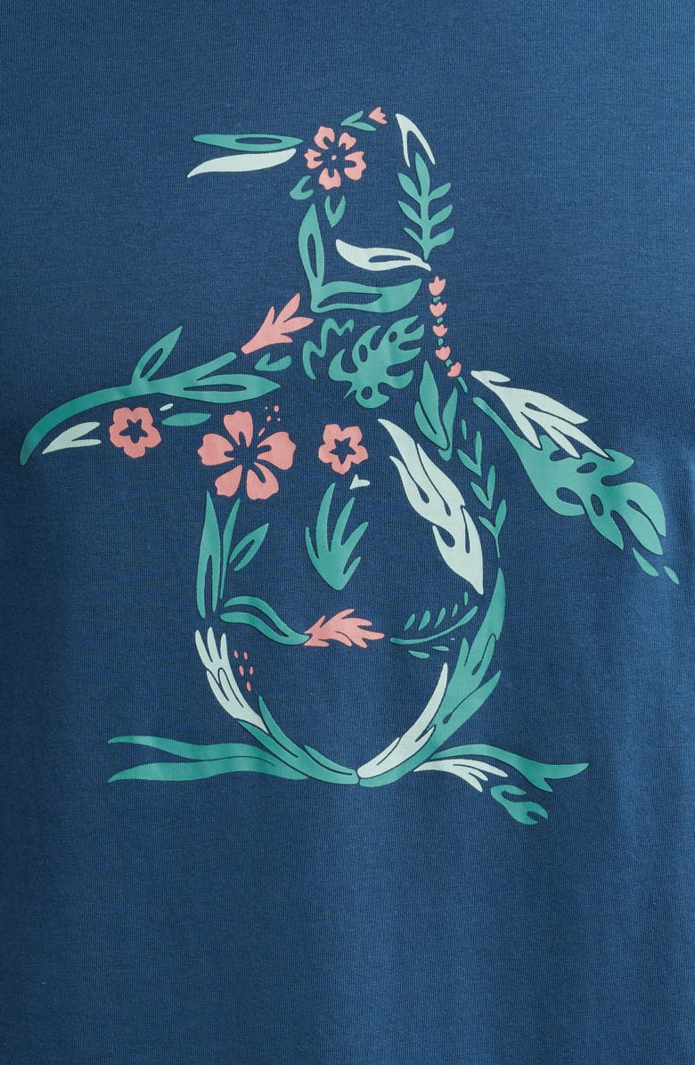 Original Penguin Floral Pete Organic Cotton Graphic T-Shirt, Alternate, color, Blue Wing Teal