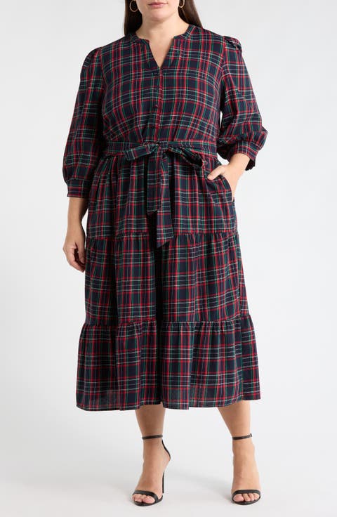 Chapman Plaid Yanis Midi Shirtdress (Plus)