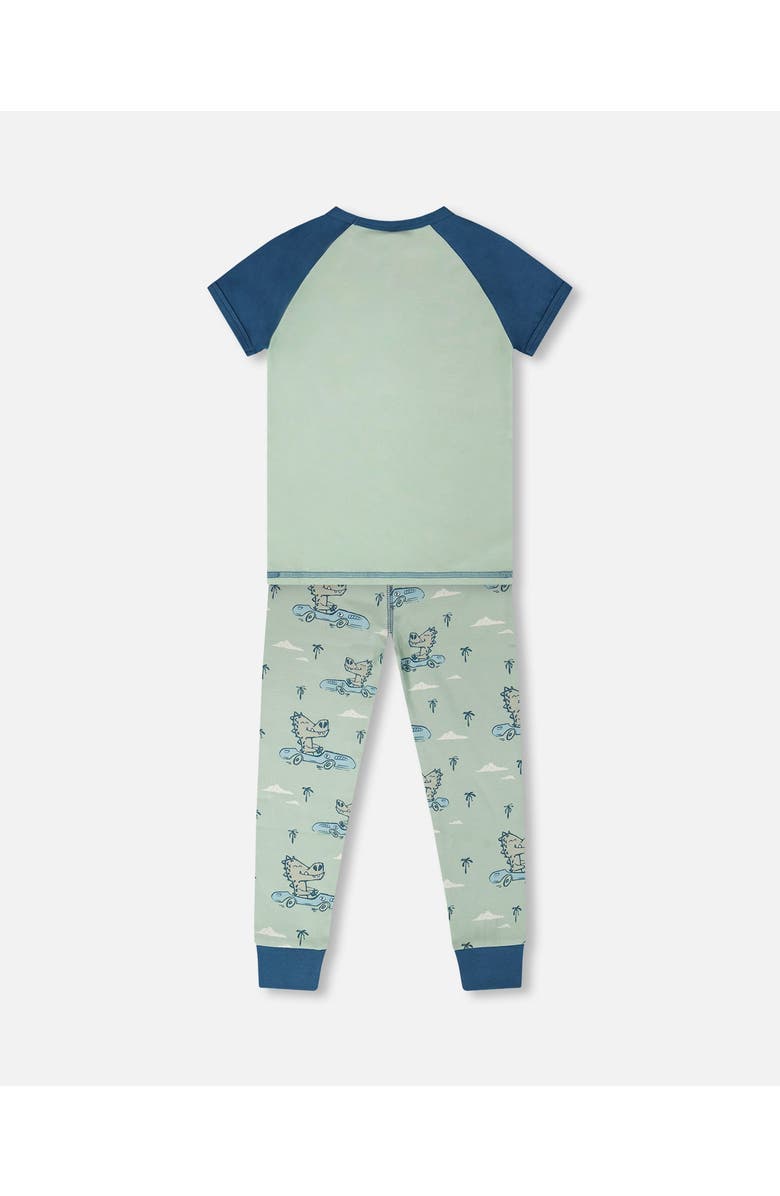 Deux par Deux Organic Cotton Crocodile Two-Piece Pyjama Set, Alternate, color, Green Printed Crocodiles