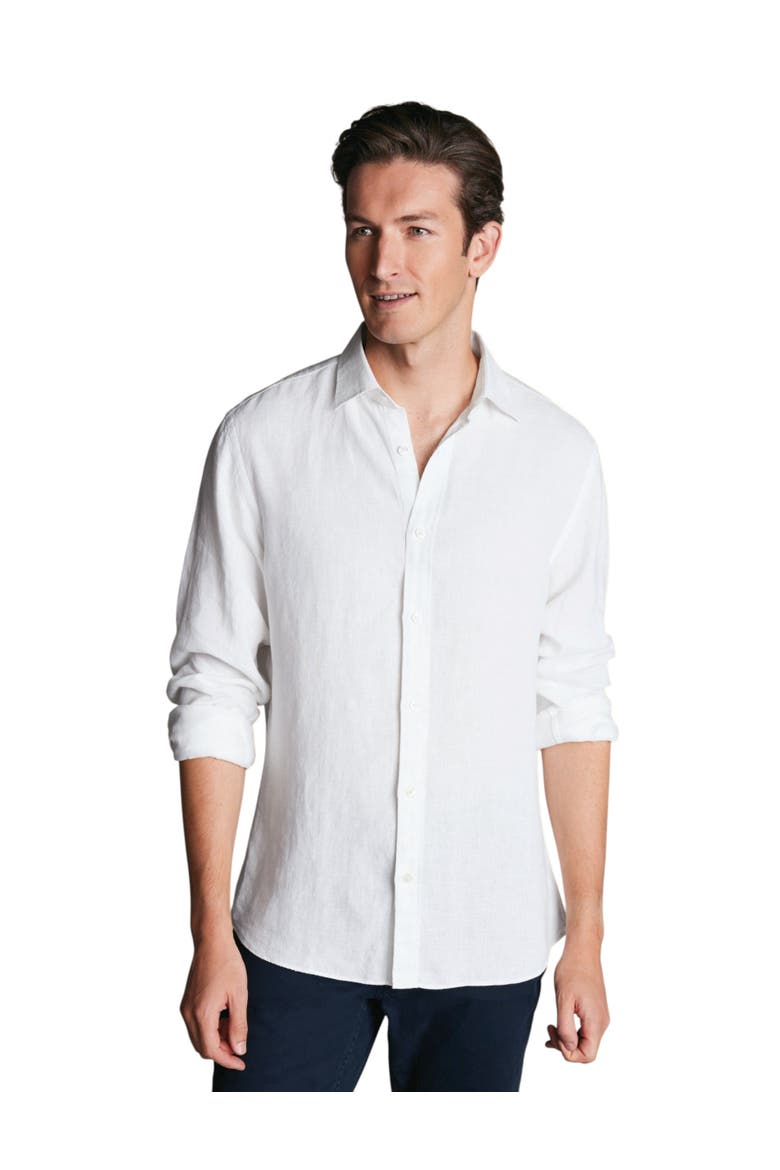 Plain Pure Linen Shirt, Main, color, White