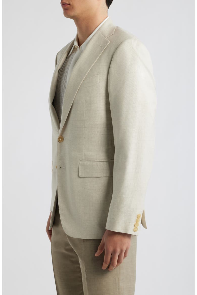 Capri Trim Fit Beige Check Jacquard Silk & Cashmere Sport Coat, Alternate, color, BEIGE