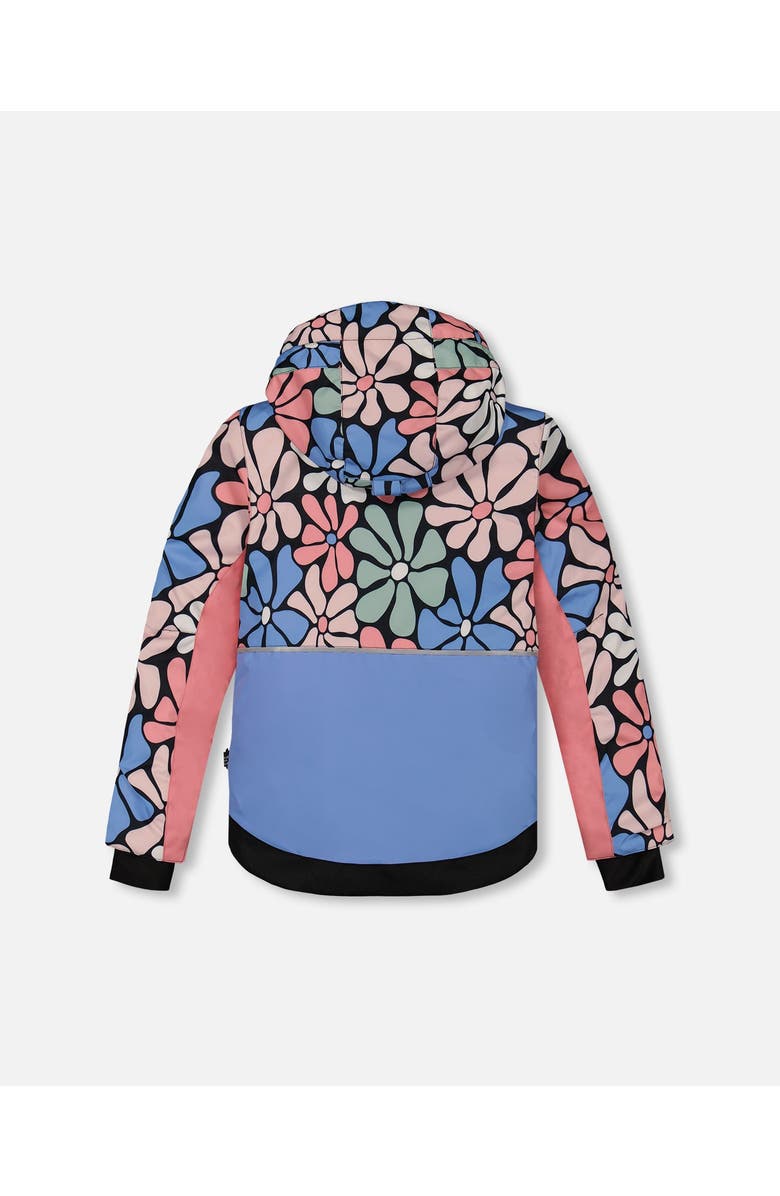 Deux par Deux Little Girl's Two Piece Snowsuit Printed Retro Flowers With Black, Alternate, color,