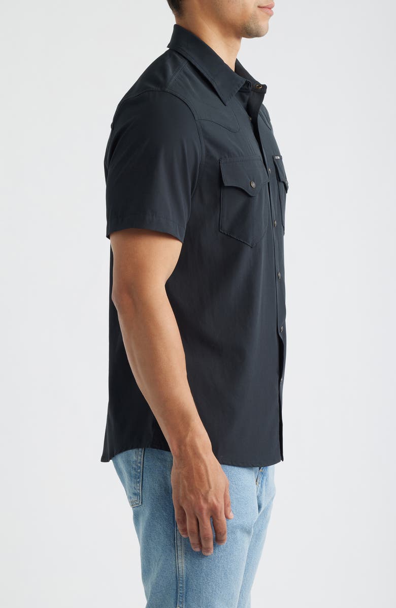 Tecovas Performance Western Short Sleeve Button-Up Shirt, Alternate, color, Black