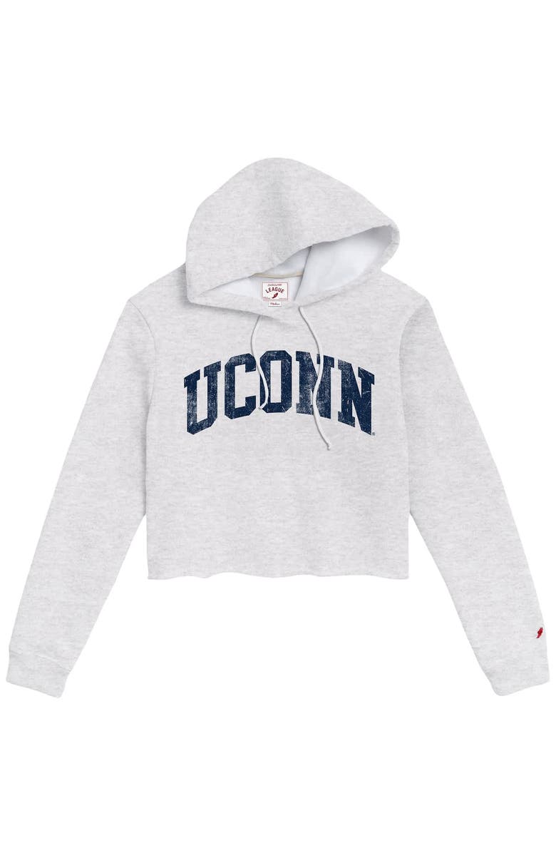LEAGUE COLLEGIATE WEAR Women's League Collegiate Wear Ash UConn Huskies 2-Hit 1636 Cropped Pullover Hoodie, Alternate, color, 