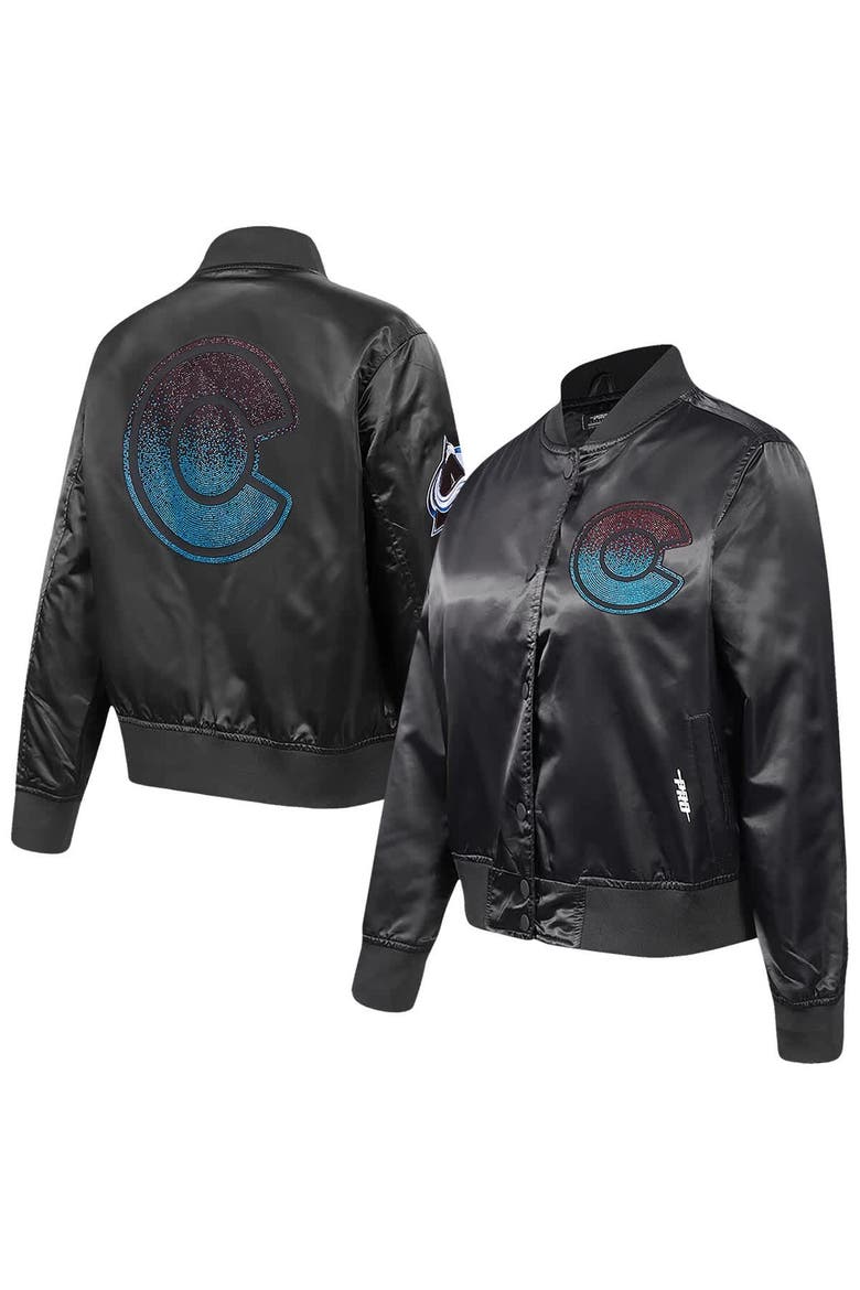 Women's Pro Standard  Black Colorado Avalanche Rhinestone Jewels Satin Full-Snap Jacket, Main, color, Black