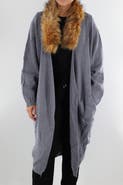 La Fiorentina Knit Cardigan with Faux Fur Collar