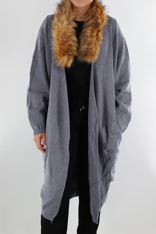 La Fiorentina Knit Cardigan With Faux Fur Collar