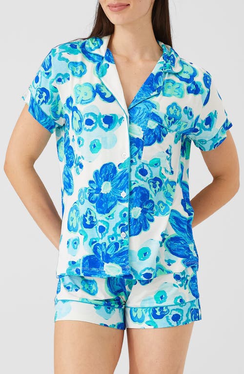 Alivia Jenna Shorts Pajamas In Floral Pond Blue