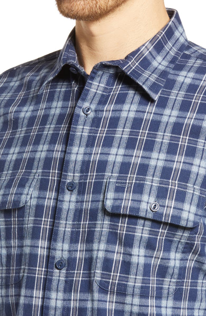1901 Trim Fit Plaid Stretch Flannel Button-Up Shirt, Alternate, color, Navy Maritime Bobby Plaid