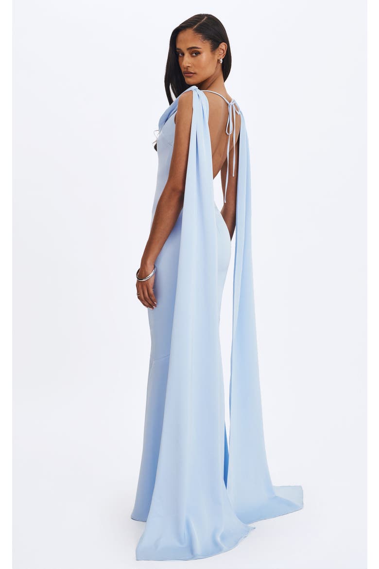 Eira Cowl Scarf-Detail Mermaid Maxi Dress, Alternate, color, Mist Blue
