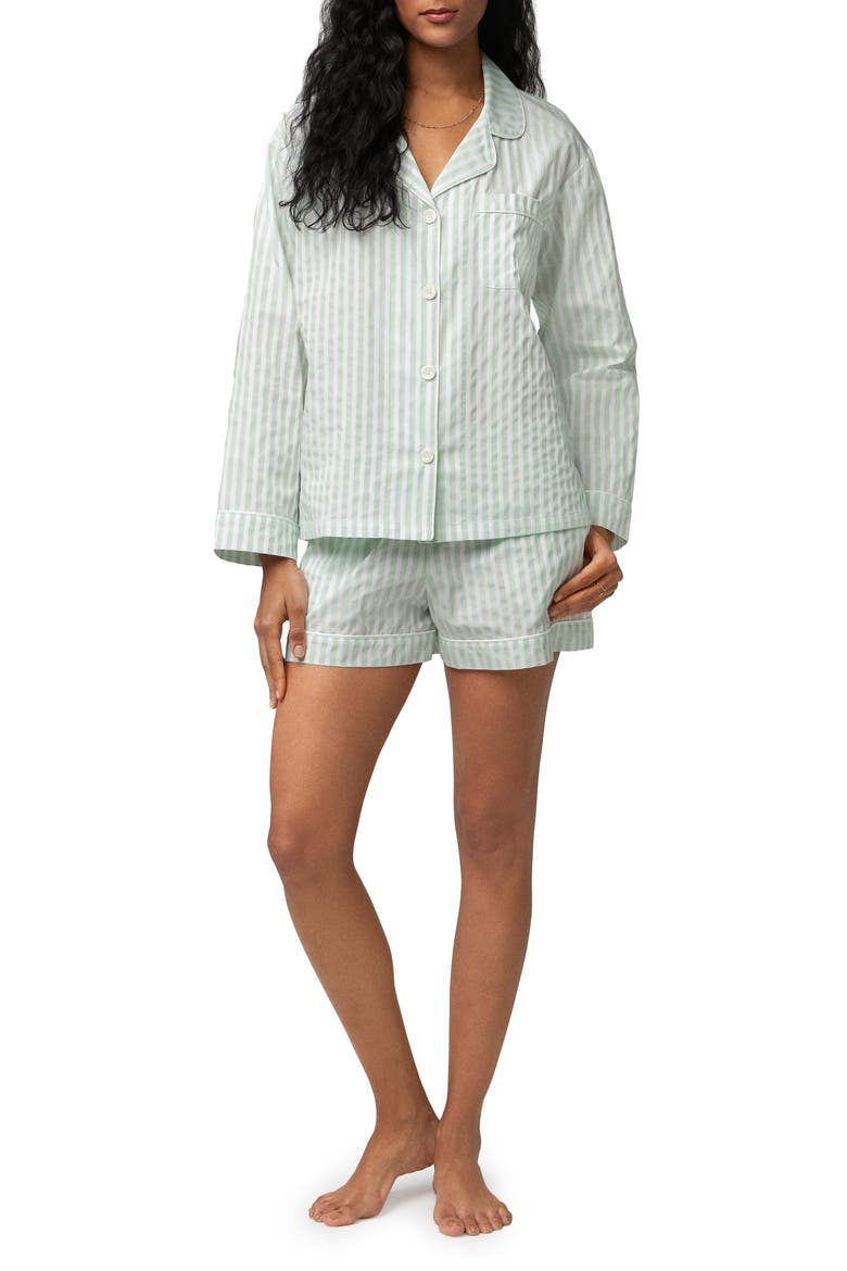 Stripe Organic Cotton Short Pajamas, Main, color, MINT 3D STRIPE