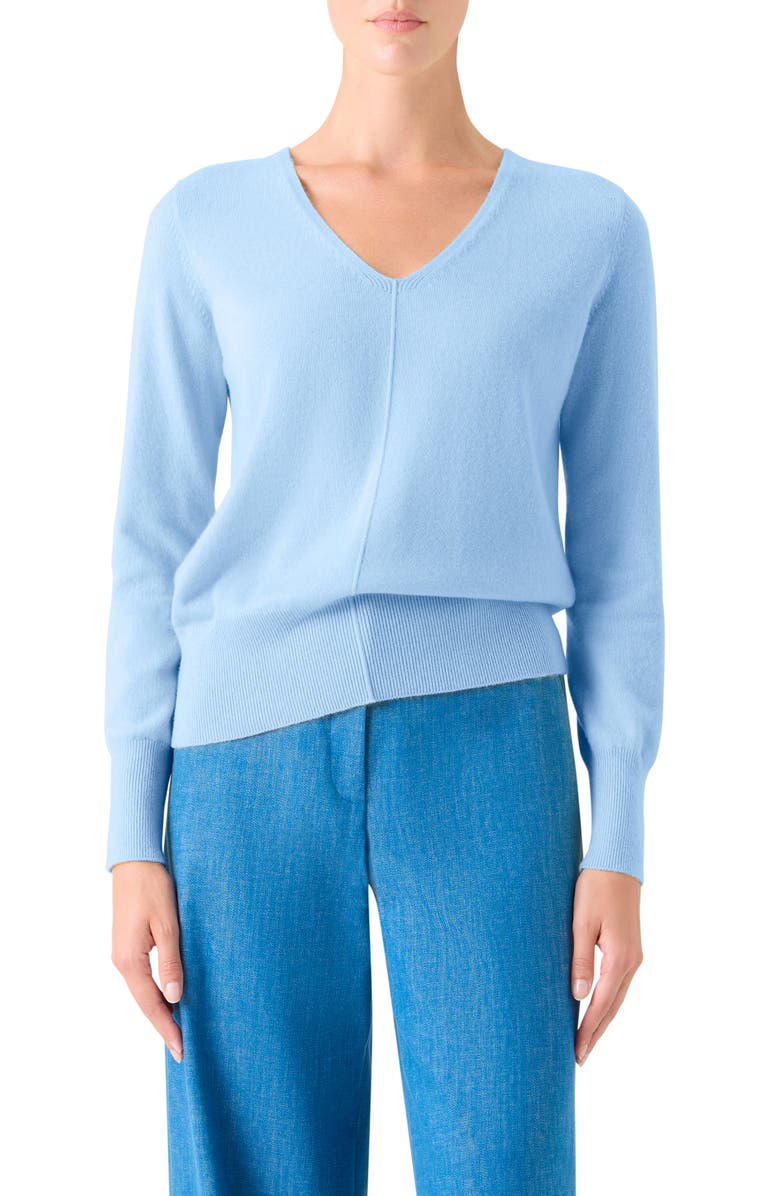 Akris Cashmere V-Neck Sweater, Main, color, Powder Blue