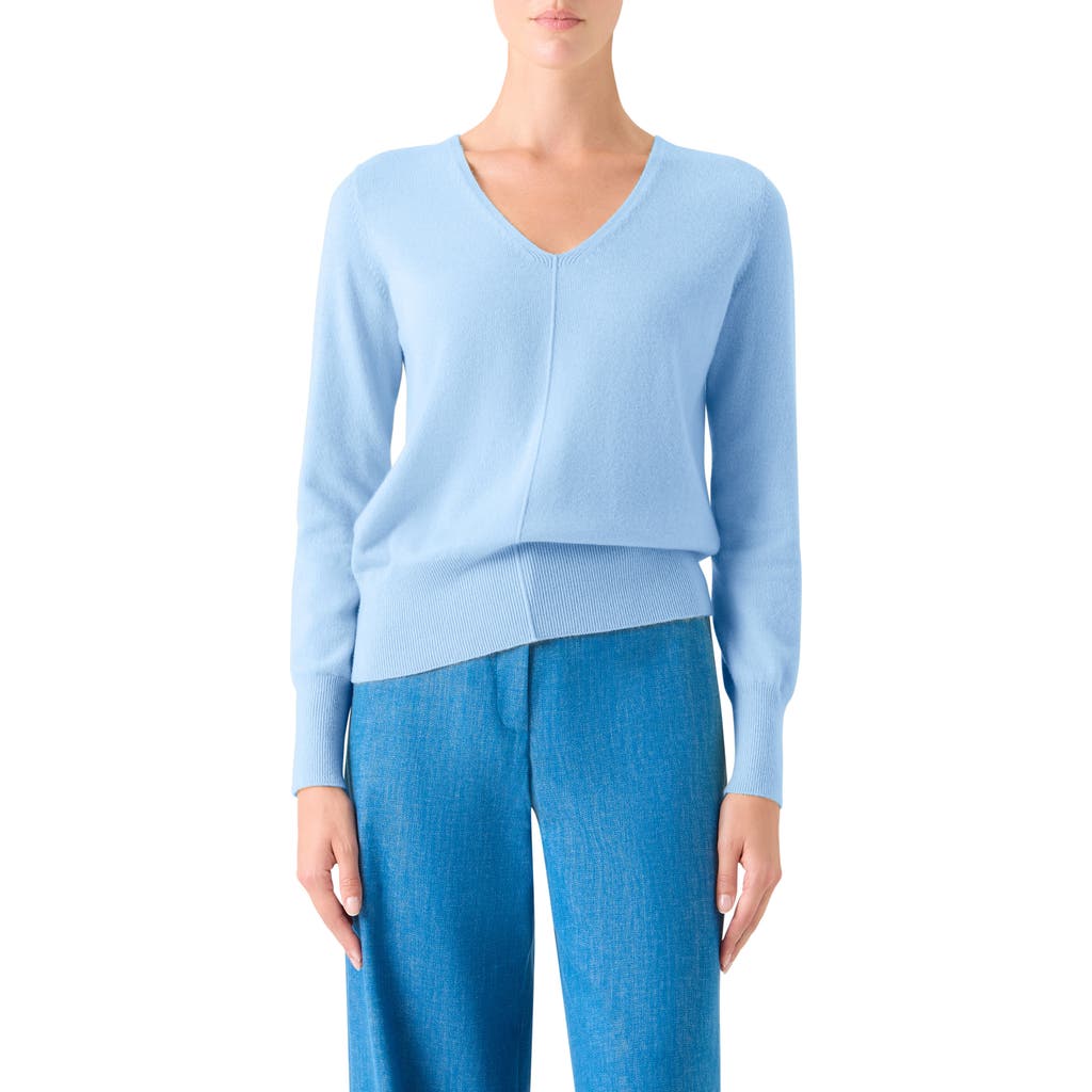 Akris Cashmere V-neck Sweater In Blue