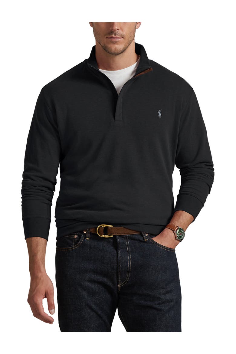 Big & Tall Luxe 1/4-Zip Pullover, Main, color, BLACK