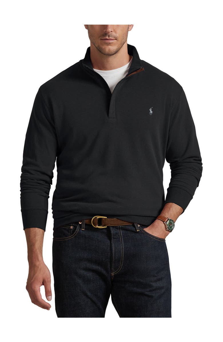 Polo Ralph Lauren Luxe 1/4-Zip Pullover, Main, color, Black