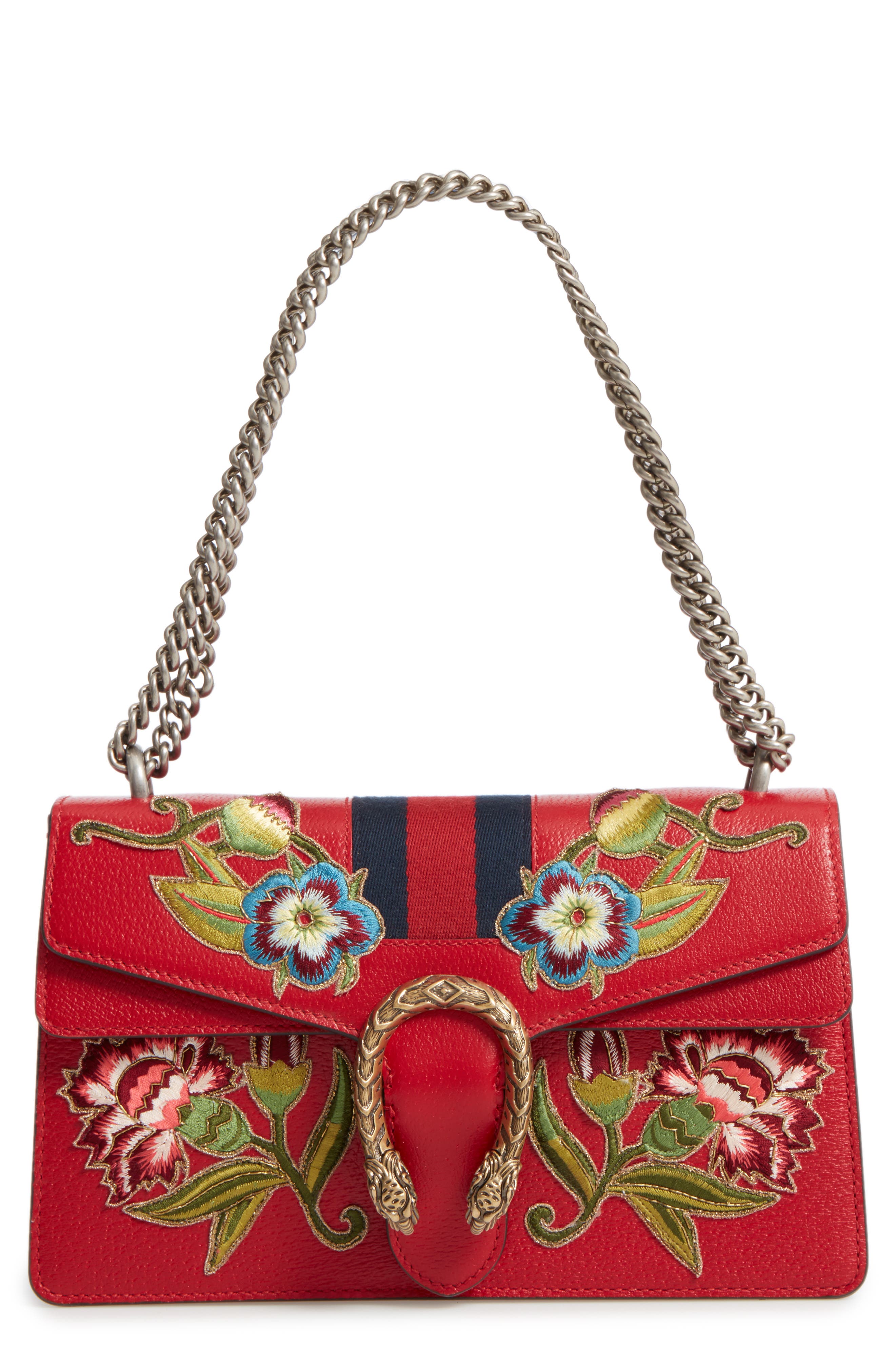 Gucci Dionysus Embroidered Leather Shoulder Bag, Main, color, 