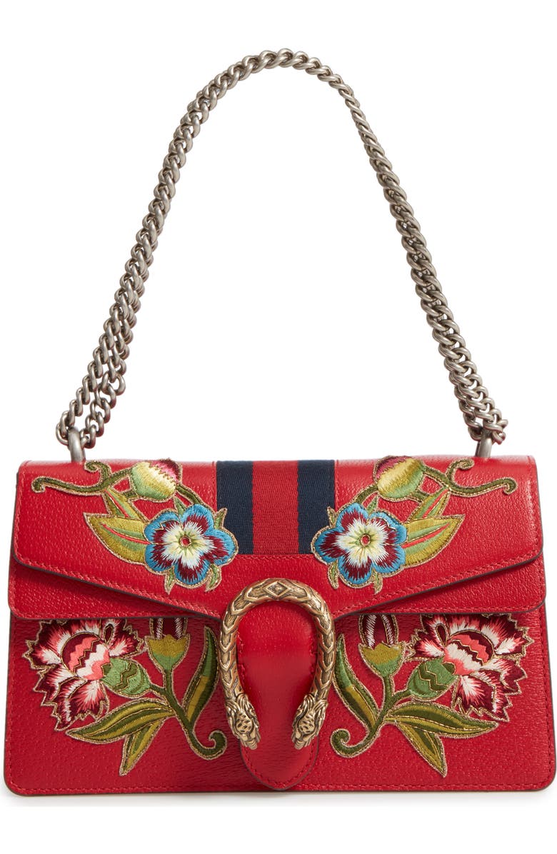 Gucci Dionysus Embroidered Leather Shoulder Bag, Main, color,