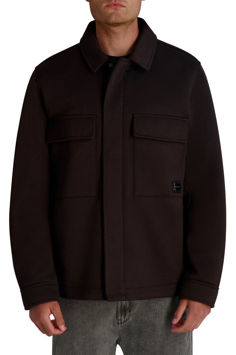 Twill Shirt Jacket, Main, color, BROWN